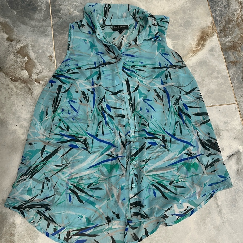 Lane Bryant Women's Blouse 20 Size Butterfly Kaftan Tropical
